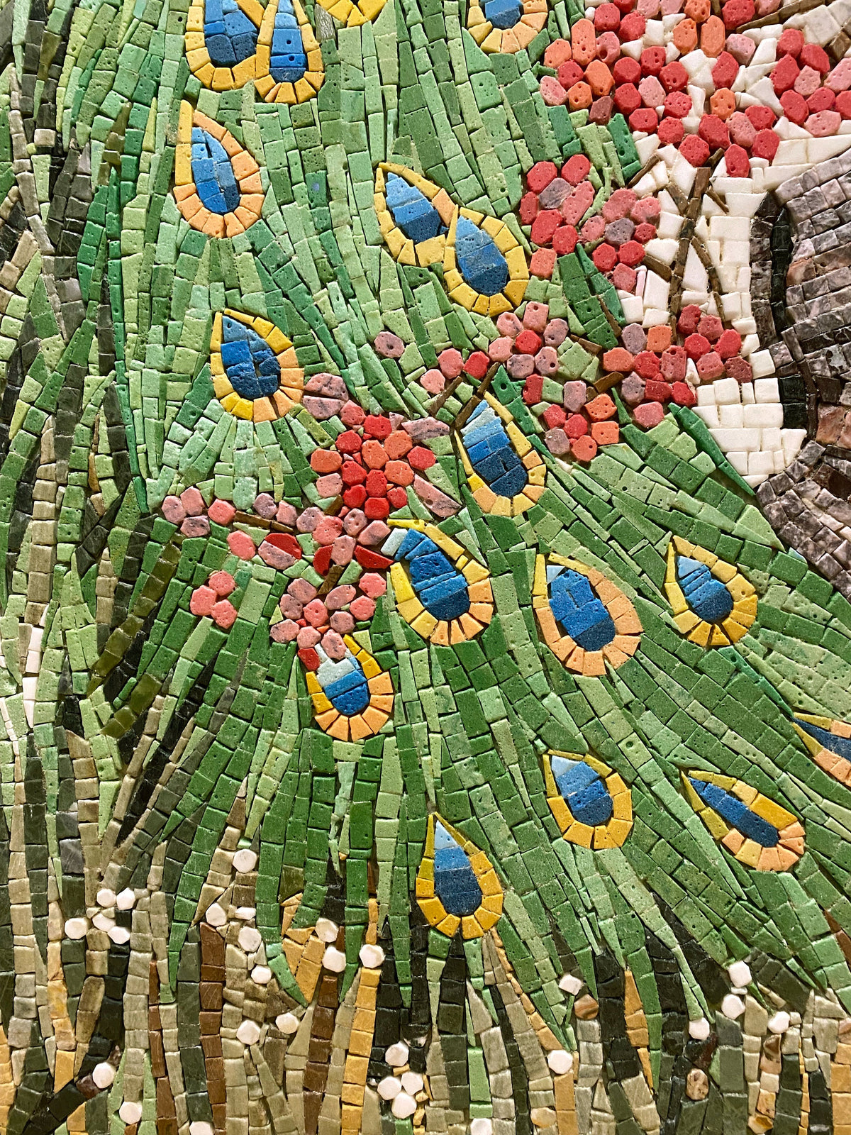 Handmade Peacock Mosaic Tile Art: Indoor/Outdoor Wall Decor (52” x 34")