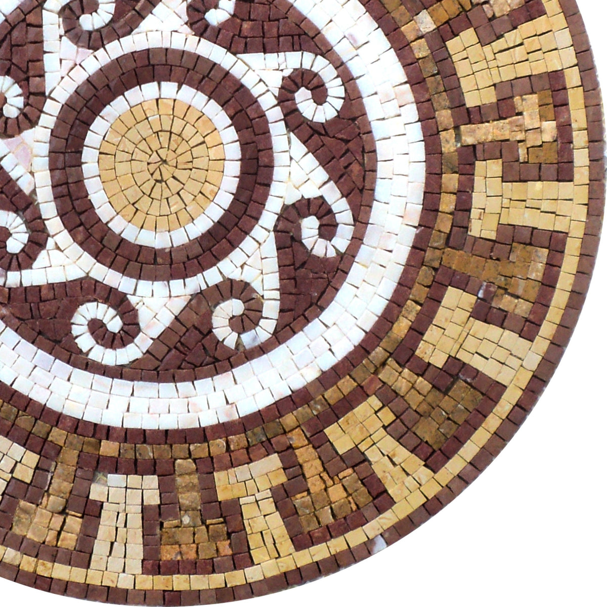 Handmade Marble Mosaic Medallion Tile: 20" Patterned Art Decor