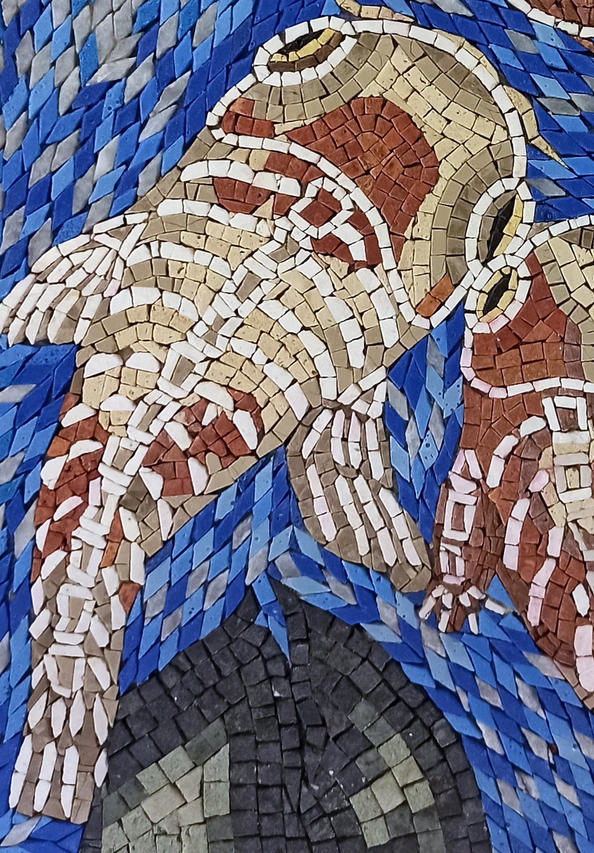 Koi Fish Mosaic Tile Art: Handmade Stone Wall Decor (32x20)