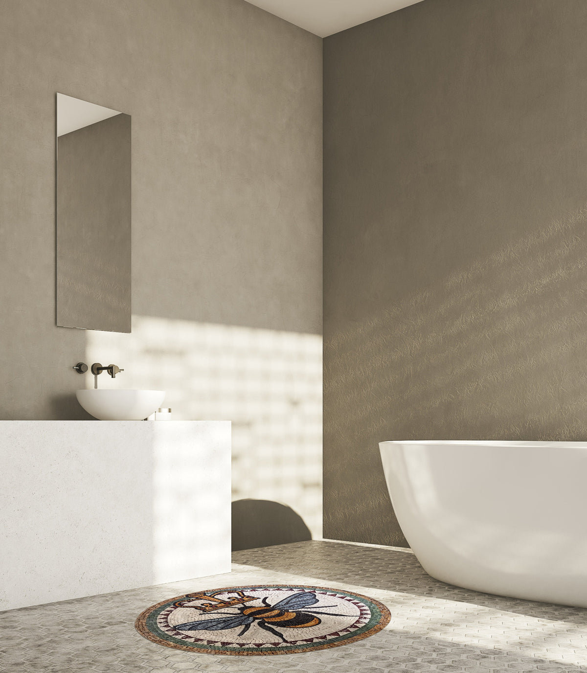 48" Regal Elegance  - Handmade Queen Bee Marble Mosaic Medallion Art Tile - Customization available