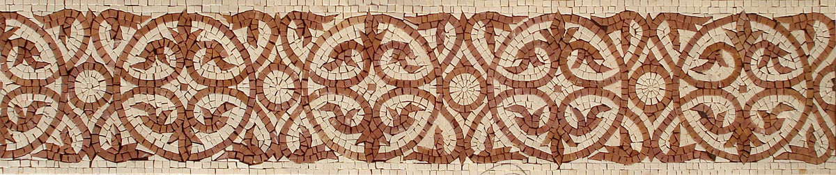 Handmade Marble Mosaic Border: Red & Cream Tile Trim - 10x40