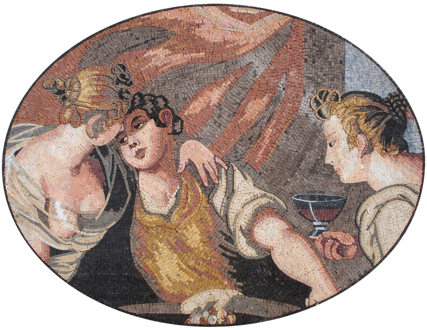 Handmade Feast Day Marble Mosaic Tile Mural: Indoor/Outdoor Art (52” x 32")