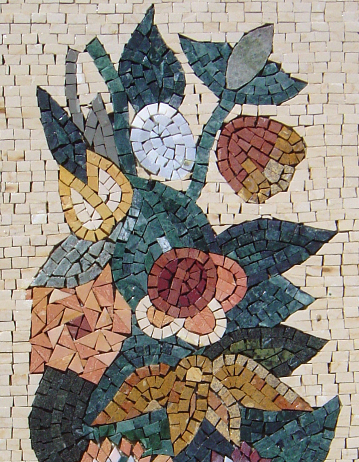 32" Handmade  Portrait Mixed Roses And Flowers Medallion Mosaic Tiles For Living Room Walls