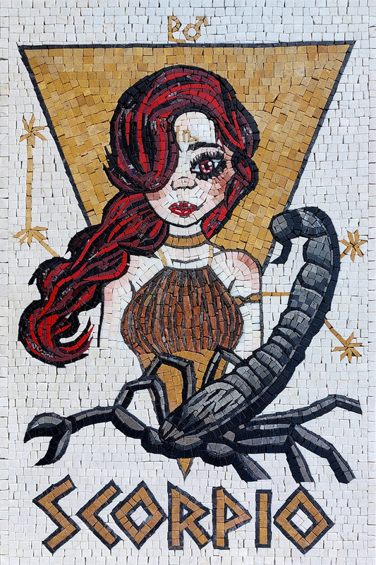 Handmade Scorpio Zodiac Mosaic Tile Art: Home Wall Decor (30" x 20")