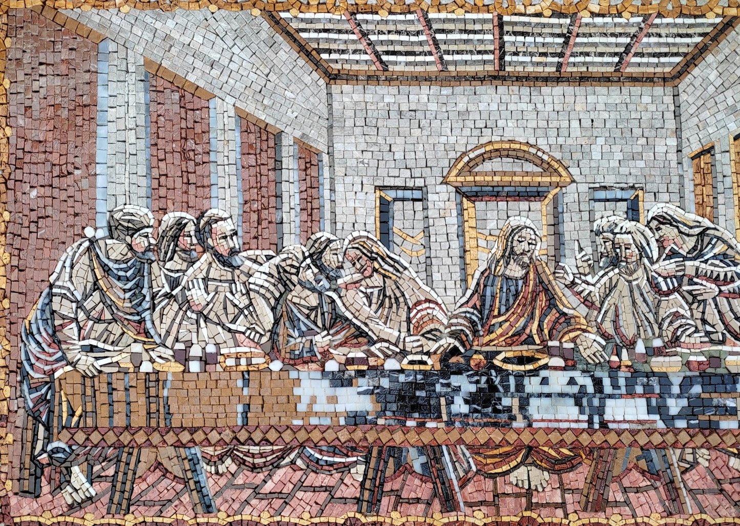 40"x20" Leonardo da Vinci's The Last Supper Mosaic – Religious Christian Decor, Customization available