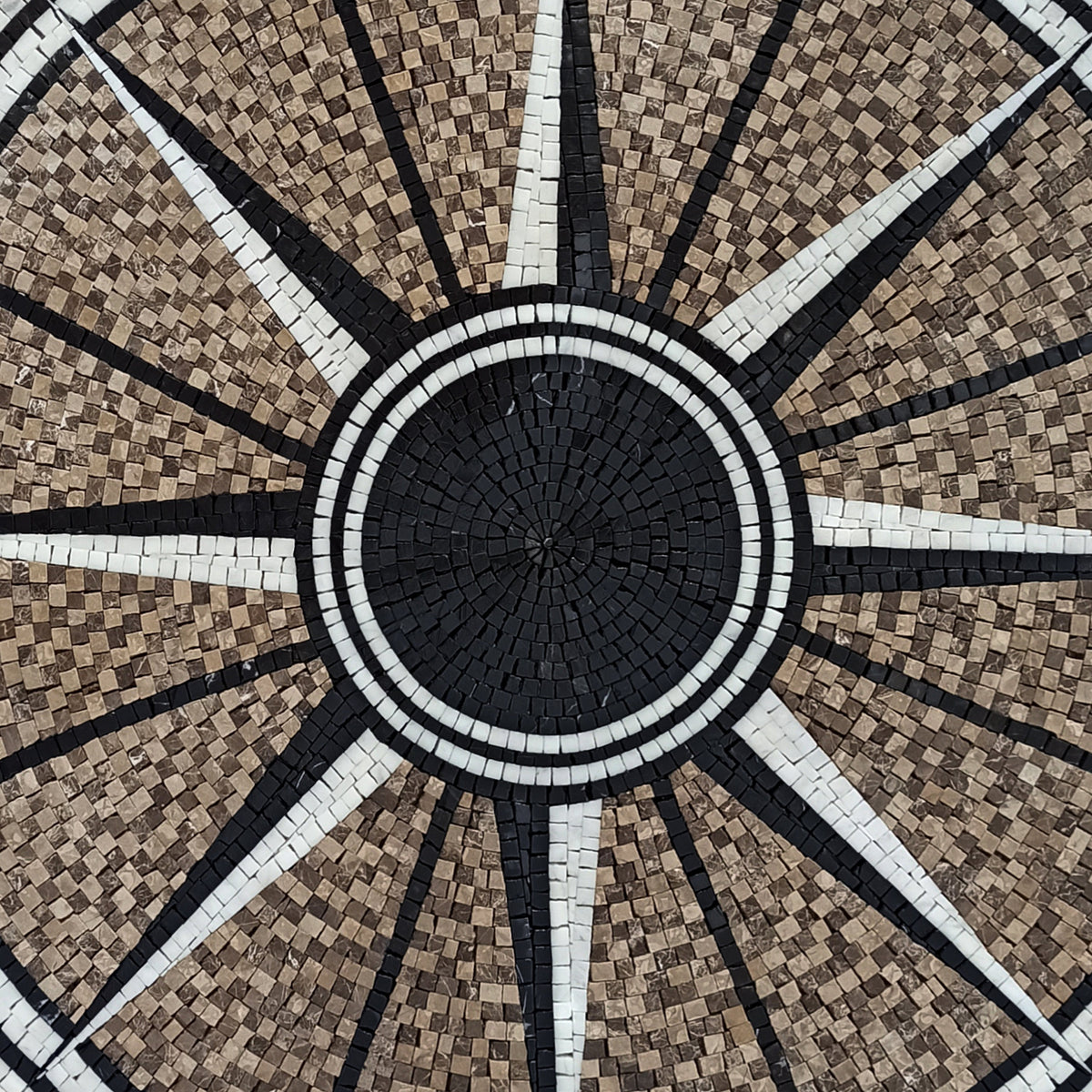 Handmade Nautical Compass Mosaic Tile: Windrose Medallion (40" Diameter)