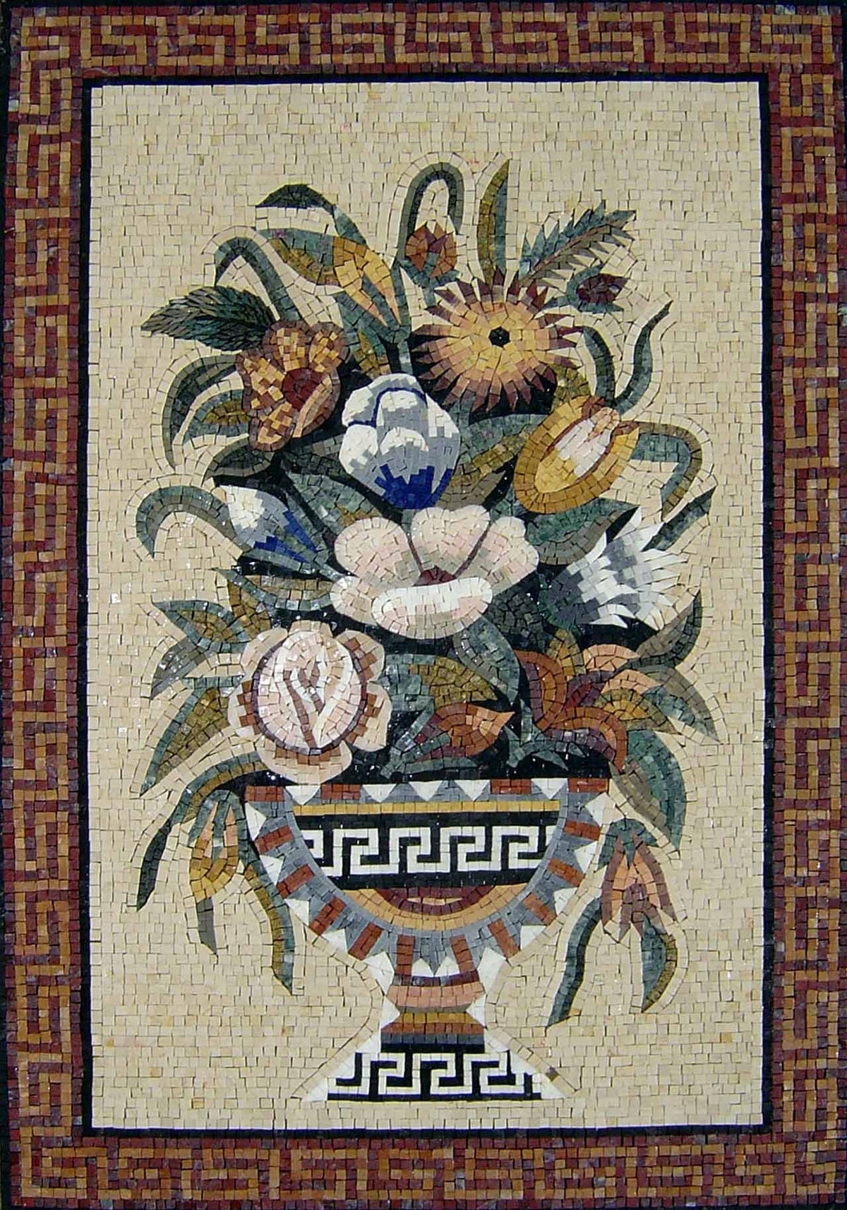 Handmade Marble Mosaic Art: Floral Vase, Interior Design (40x30)