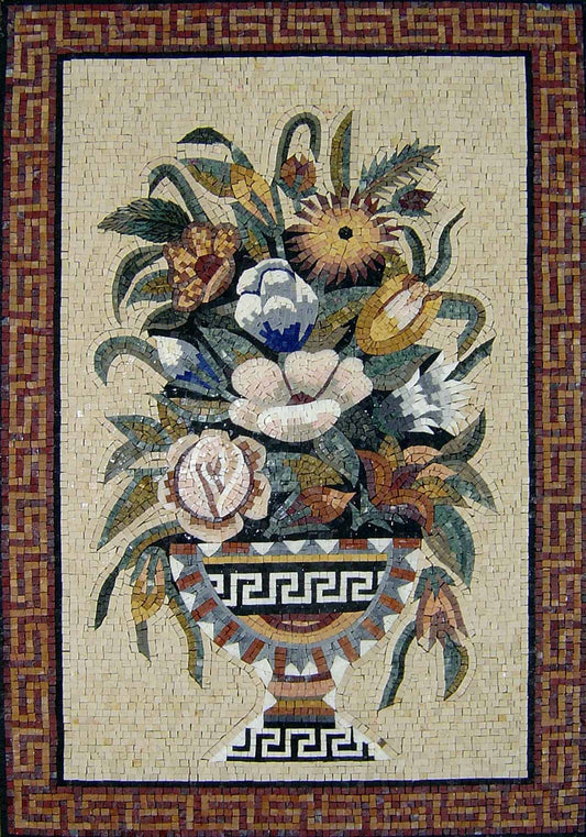 Handmade Marble Mosaic Art: Floral Vase, Interior Design (40x30)