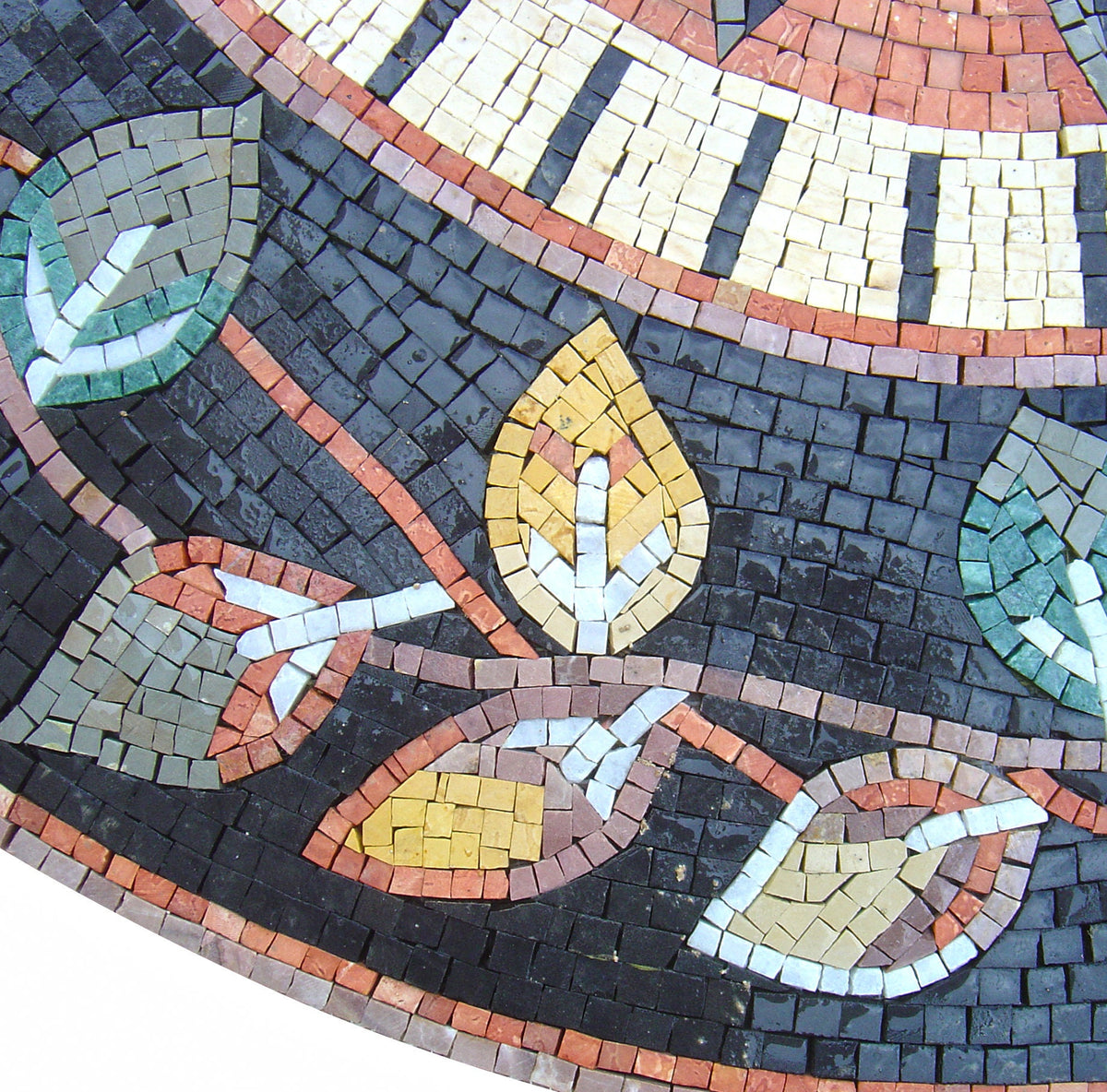 Handmade Marble Mosaic Medallion: Floral Art Tile, 40-Inch Stone Décor