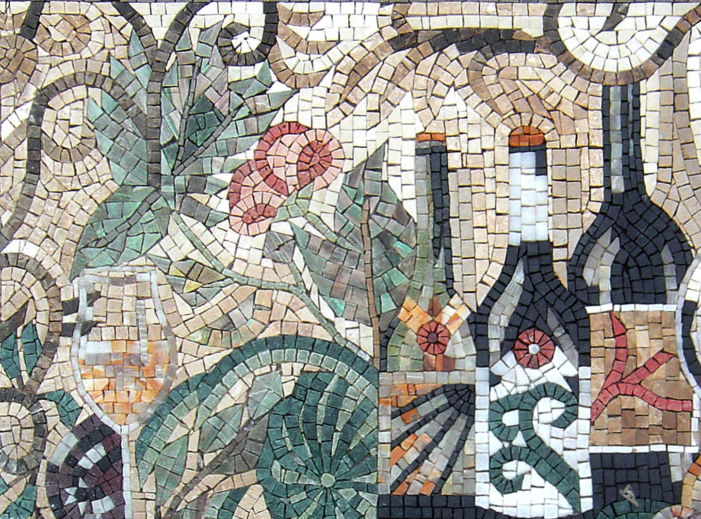Handmade Wine Mosaic Art: Kitchen Backsplash Tile Wall Decor
