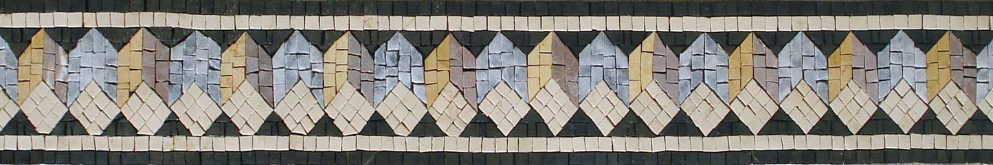 Geometric Blocks Marble Mosaic Border - 40"x6" Living Room Decor