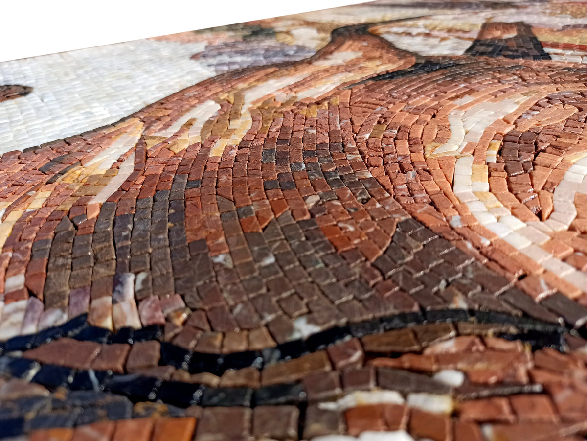 Handmade Horse Mosaic Tile Mural: Western Living Room Wall Art (44” x 44”)