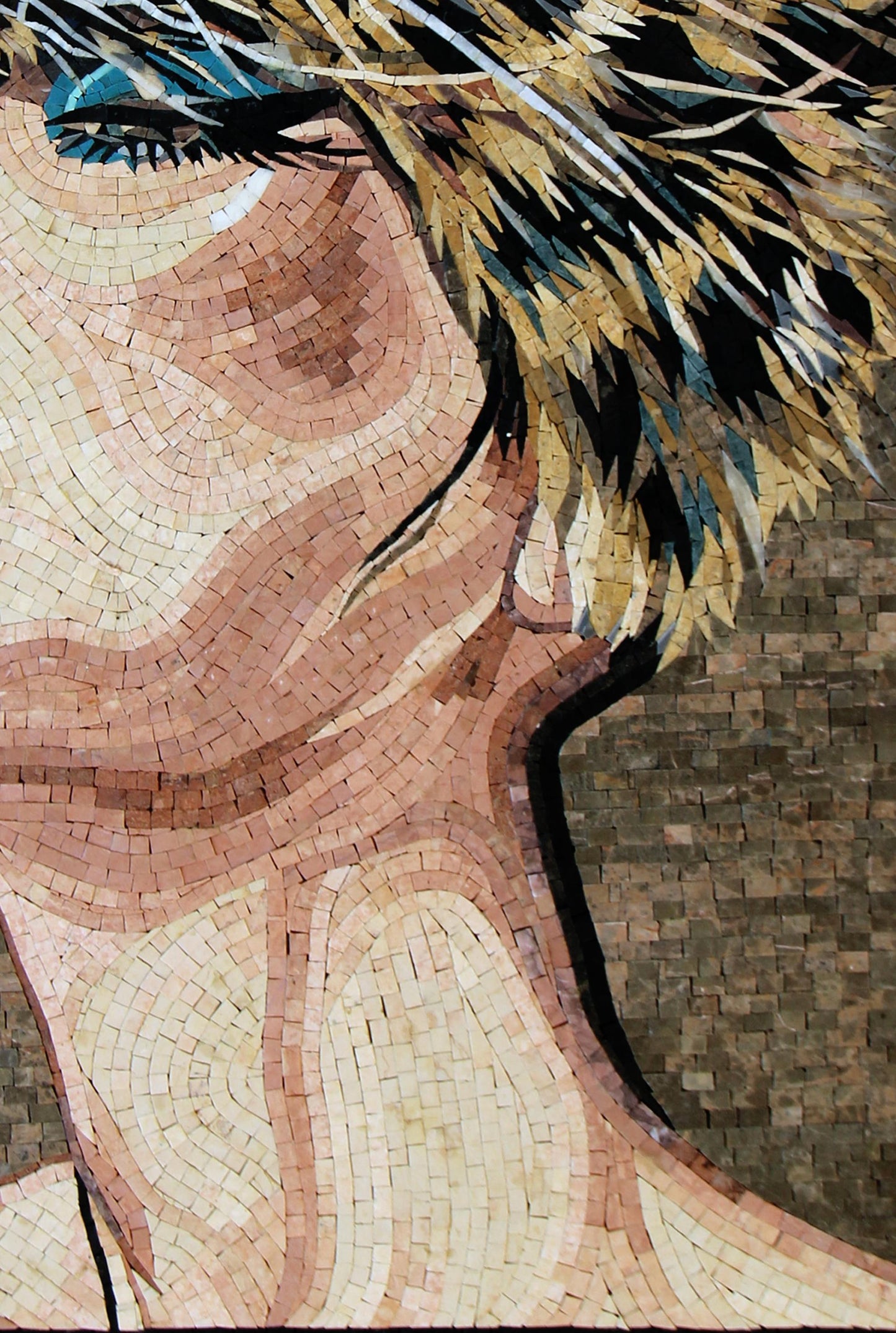 34"x23" Woman Smoking Mosaic Art – Feminine Portrait Artwork, Unique Home Accent, Customization Available