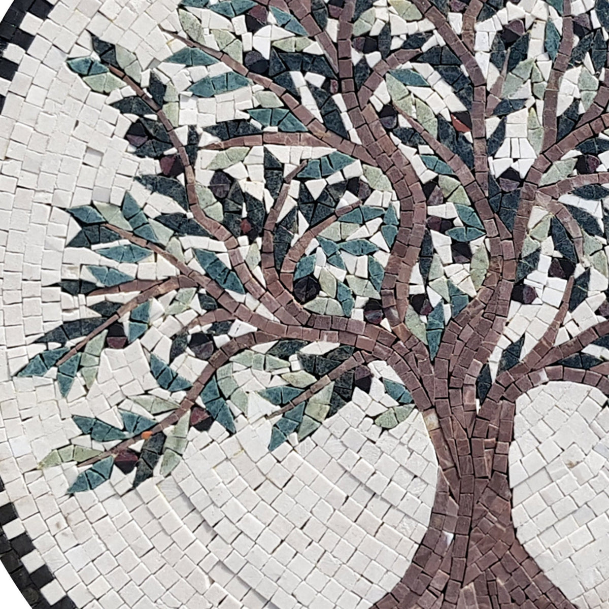 36" x 26" Olive Tree Backsplash Marble Mosaic – Handcrafted Kitchen Wall Art - Customization Available
