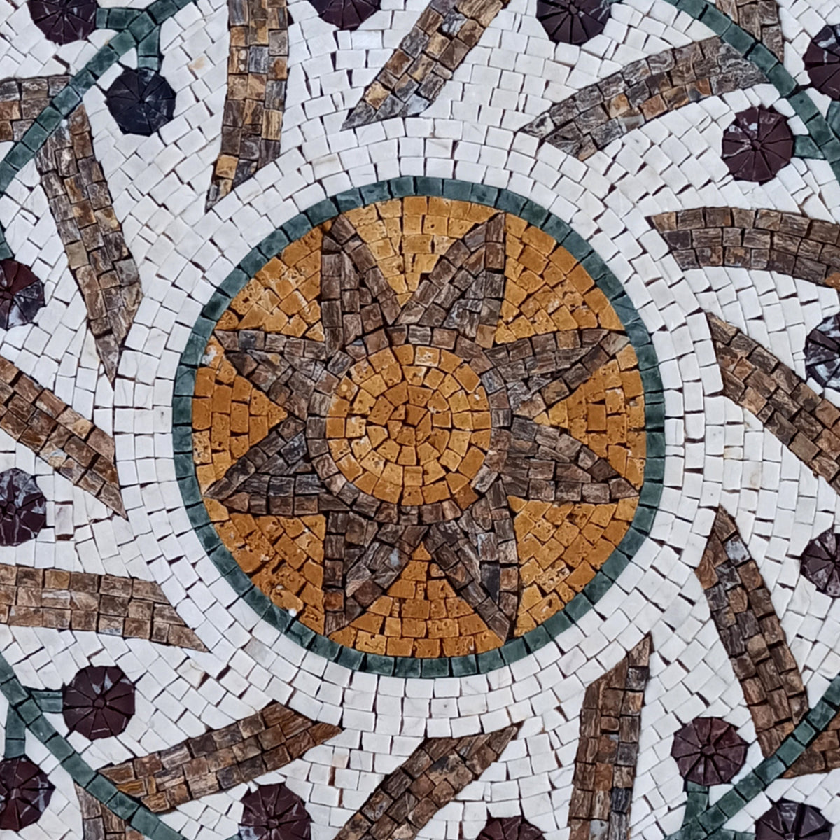 Floral Marble Mosaic Tile: 24" Geometric Flower Art