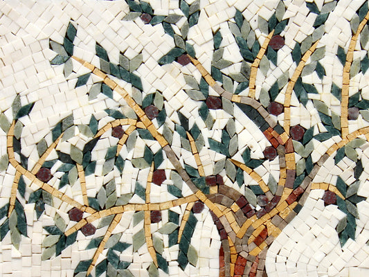OLIVE TREE MOSAIC - Backsplash Marble Mosaic Tiles. Customization. Handcrafted Roman Mosaics