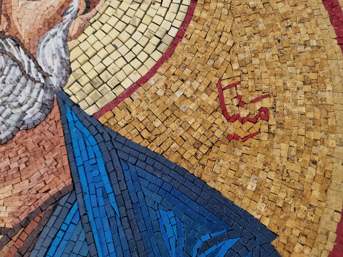 Custom Jesus Christ Round Mosaic Wall Art - Religious Home Decor, Customization available
