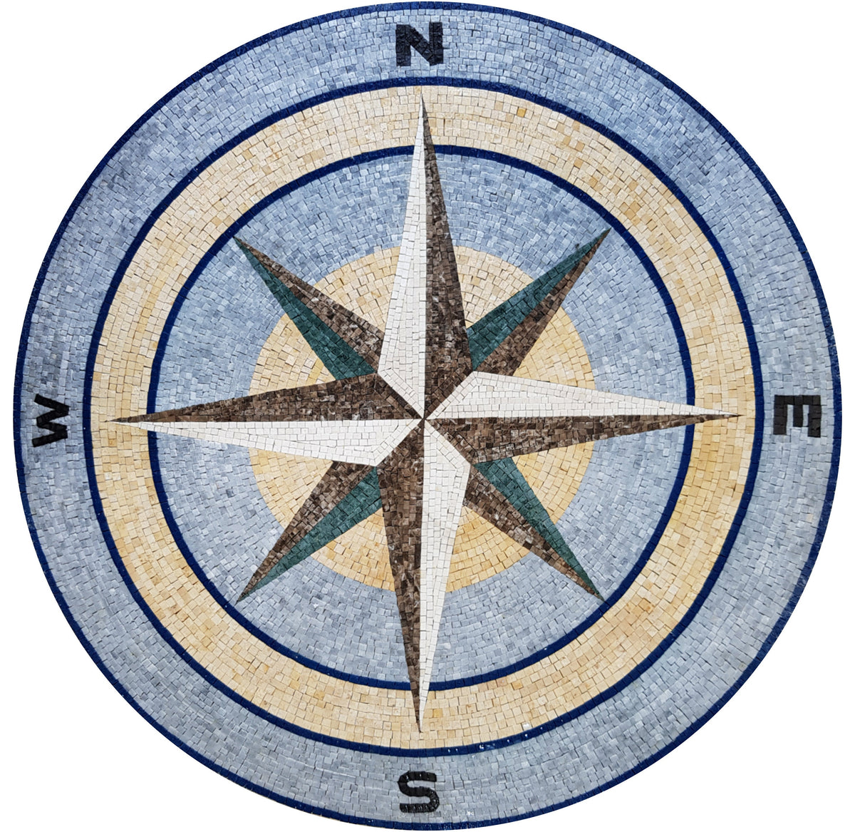 Sailing Serenity - Compass Rose Nautical Marble Mosaic Medallion Flooring Tiles - Customization available