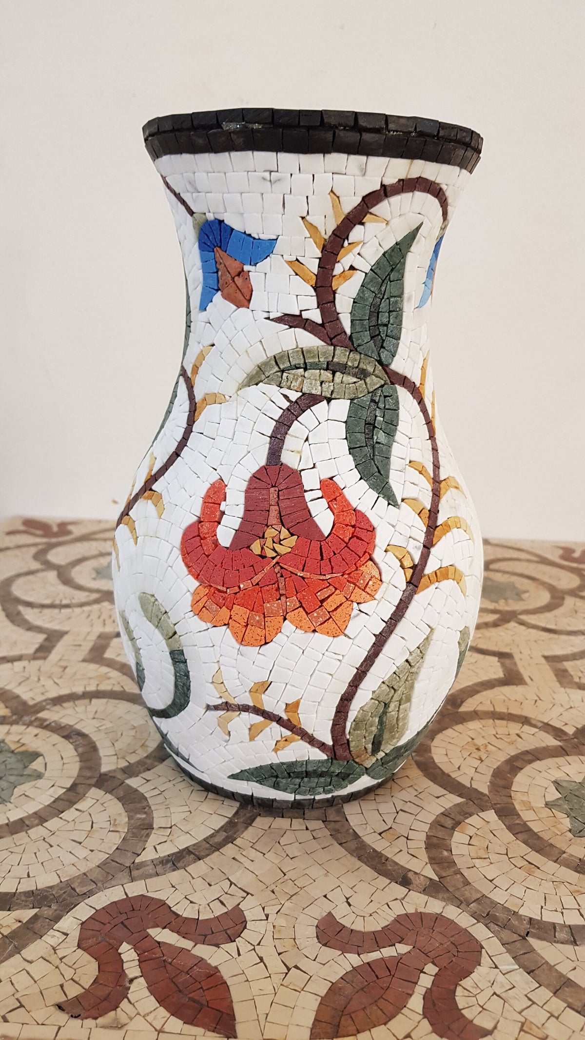 Handmade Marble Mosaic Vase: Rose Art Kitchen Decor