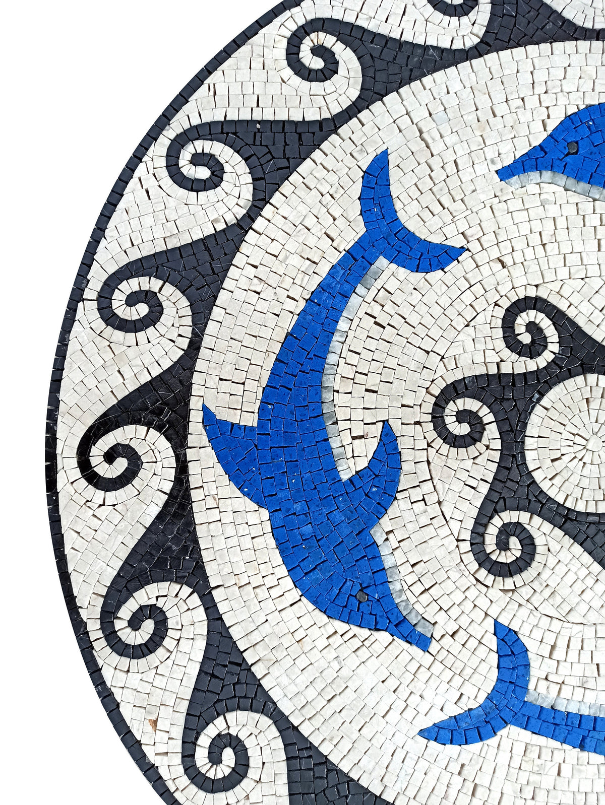 Ocean Symphony - 36" Handmade Dolphin Pattern Mosaic Medallion Art Tile Décor - Customization available