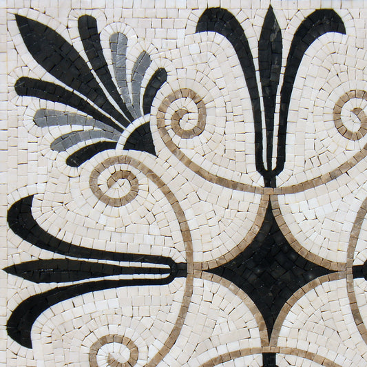 Marble Tile Mosaic: Handmade Anastasia Mural, Wall Art Decor (24” x 24")