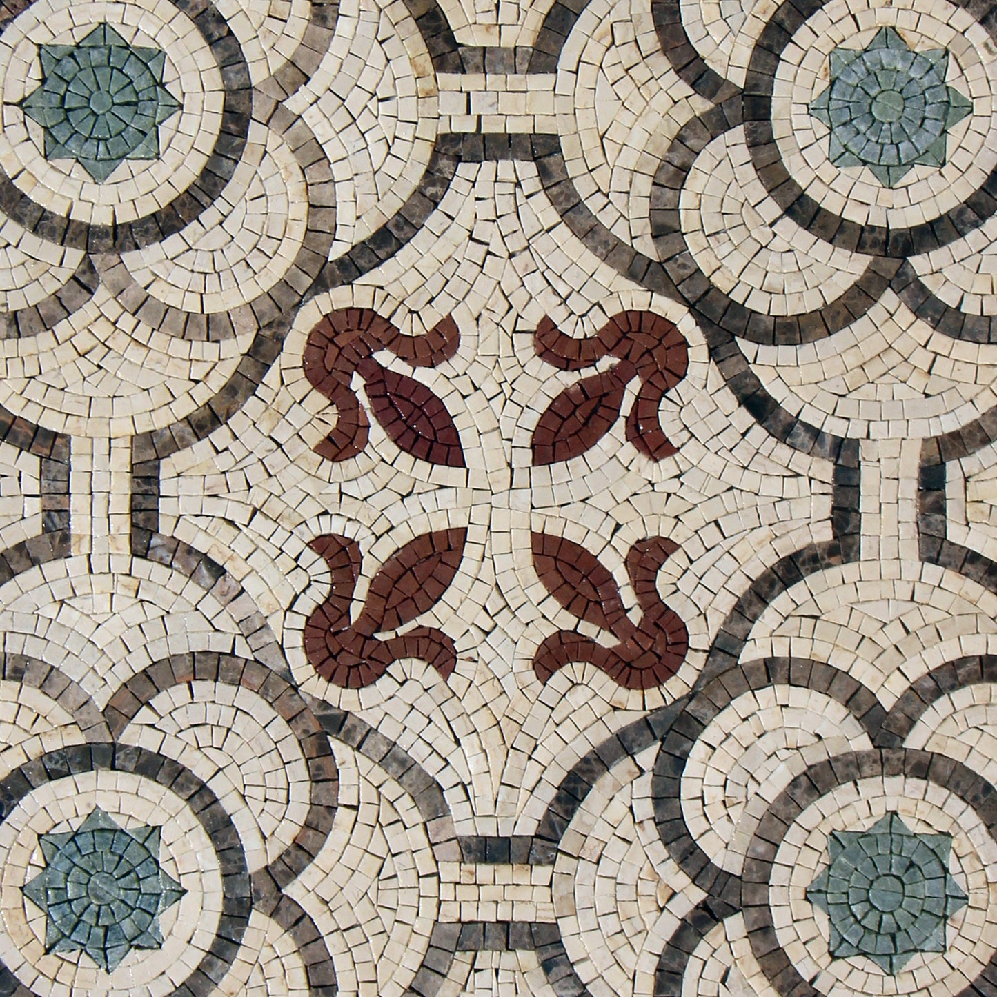 24x24" Handmade Geometric Floral Marble Mosaic Tile – Customization available