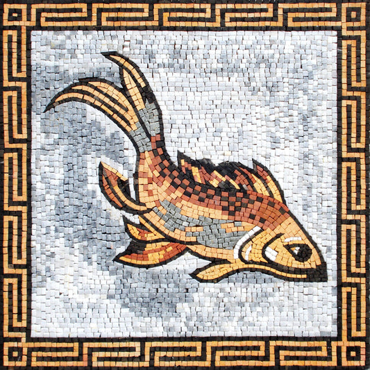 GOLDFISH ART TILES | Mosaic Tiles For New Home Kitchen And House Warming | Goldfish Artwork Backsplash For Kitchen Wall Decor