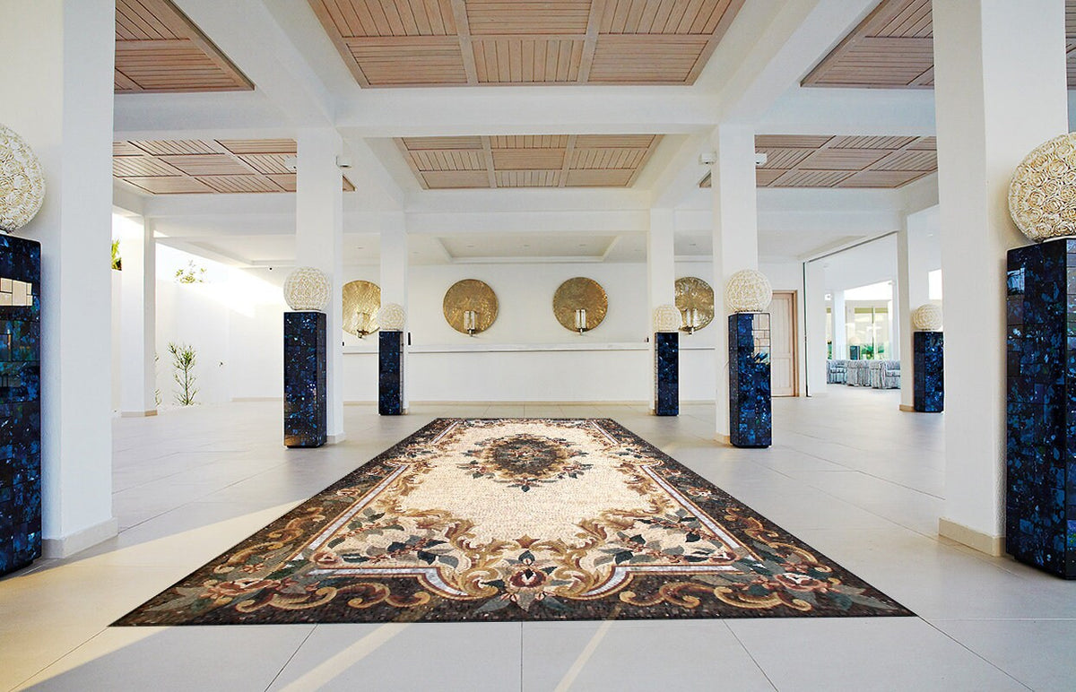 CR022 Handmade Marble Mosaic Tile Entrance Rug Carpet