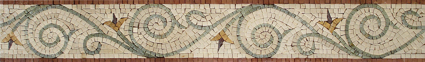 Botanical Mosaic Tile Border: Floral Leaf Wall Art (40x6)