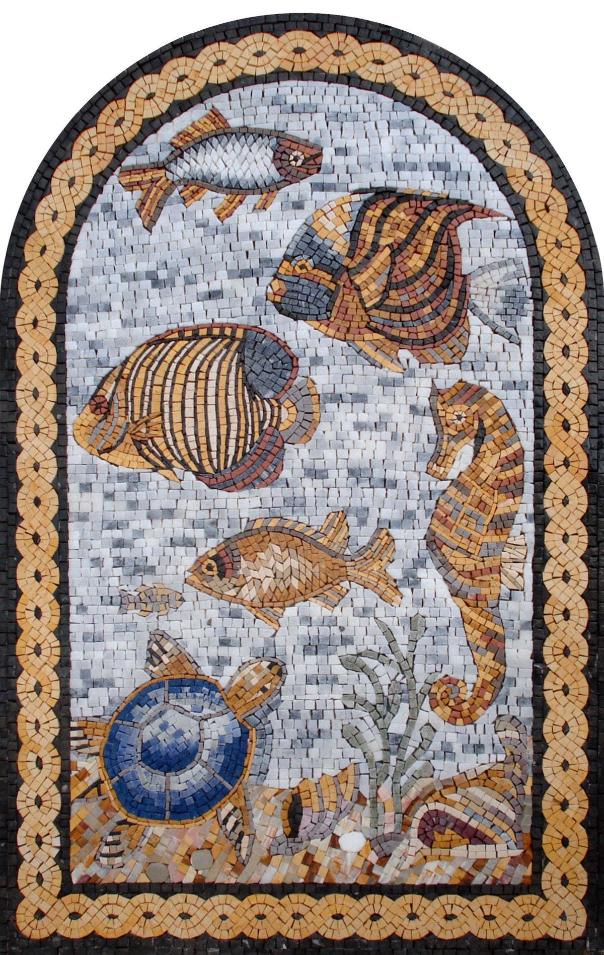 AQUARIUM MOSAIC TILES | Sea Marine Tiles For Living Room Walls | Turtle, Fish And Seahorse Artwork Tiles For Interior Rooms Wall Decor