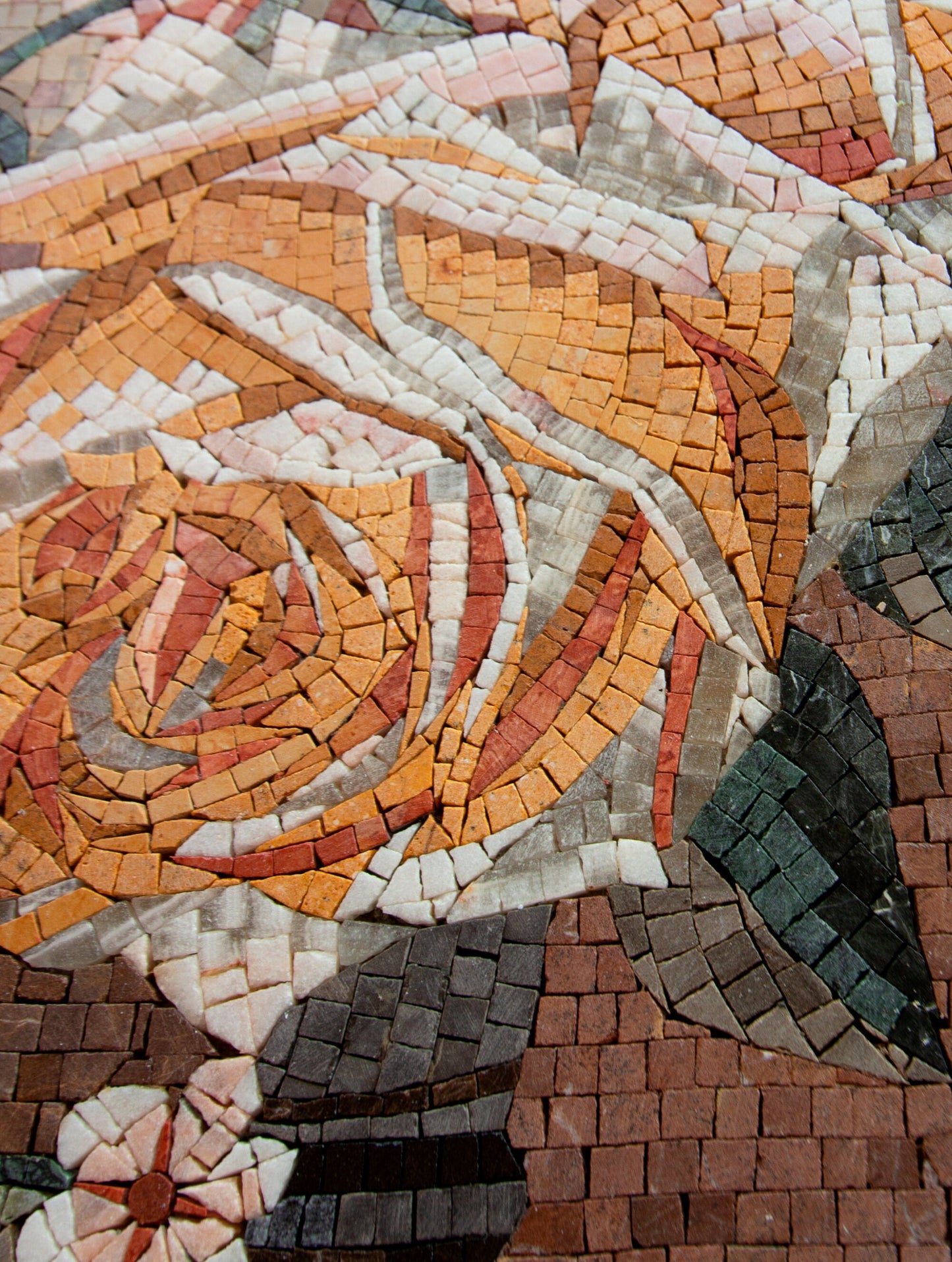 Handmade Marble Mosaic Mural: Bouquet Flower Vase Wall Art