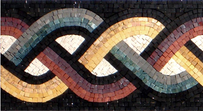 8″ Multicolored Triple‑Braid Mosaic Border – Handmade Marble Tile Trim, Vibrant Backsplash Accent, Customization available