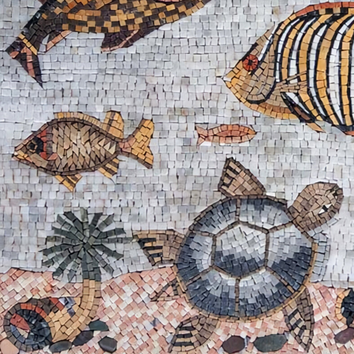 Handmade Sea Animal Marble Mosaic Tile Mural (32" x 32")