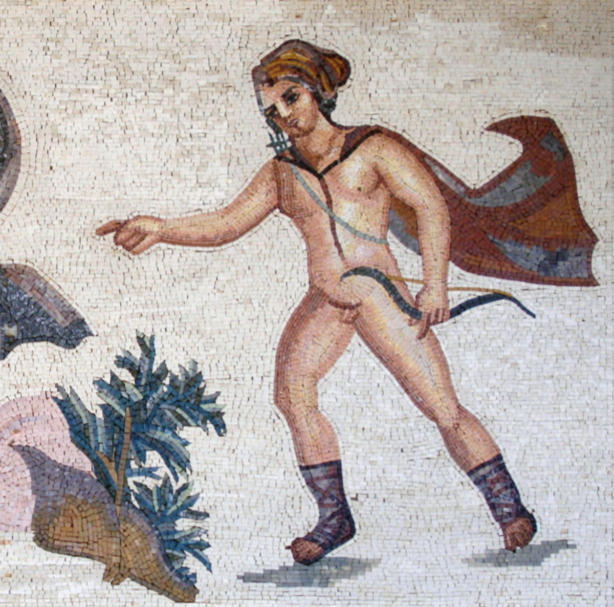 Handmade Apollo and Daphne Mosaic Mural: Greek Mythology Art