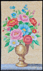 40″×24″ Multicolor Flower Vase Mosaic – Handmade Marble Wall Art, Colorful Botanical Accent, Customization available