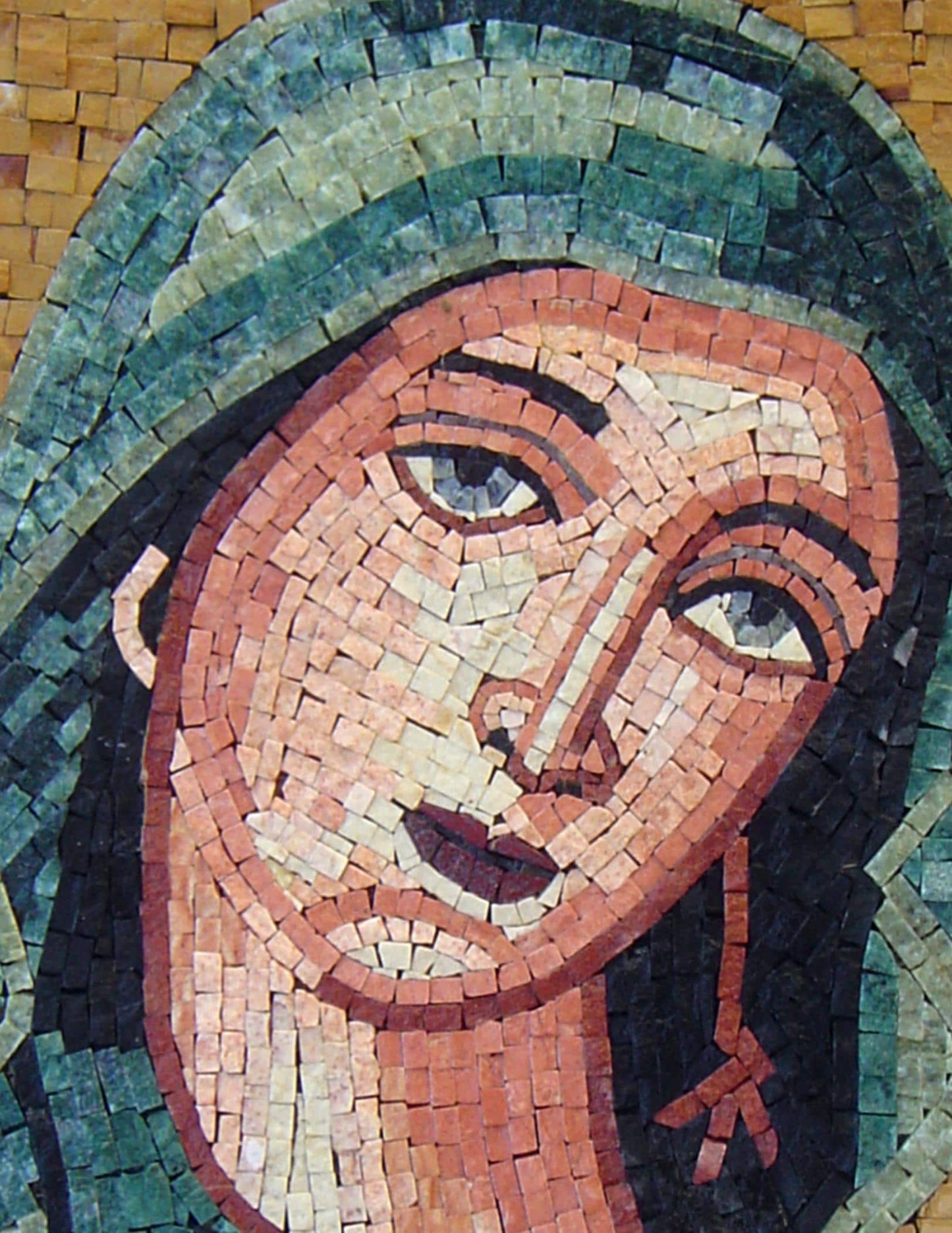 18"x28" Virgin Mary Icon Mosaic – Byzantine Religious Decor, Custom Sacred Portrait, Customization available