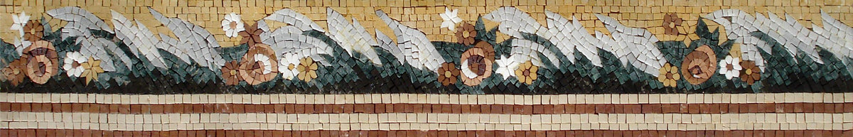 6″ Multicolor Garden Edge Mosaic Border – Handmade Marble Tile Trim, Vibrant Backsplash & Wall Accent