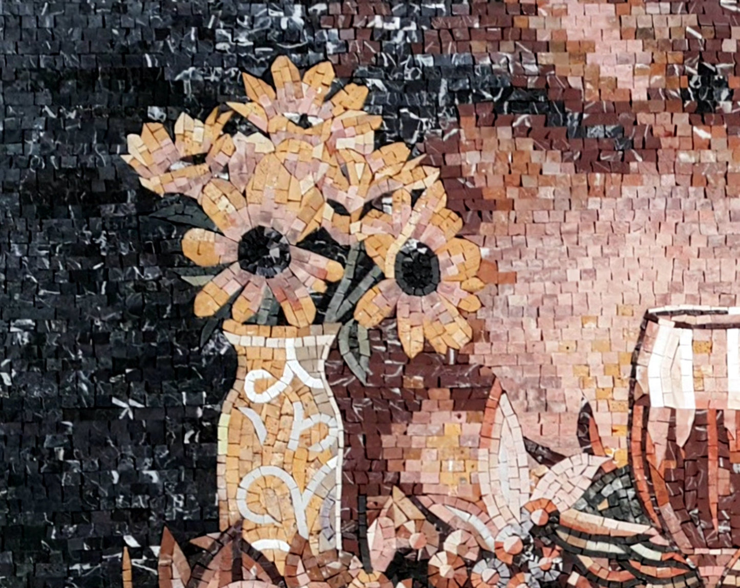 STIL LIFE MOSAIC| Fruit Basket, Candlelit, Sunflower Mosaic Backsplash For Kitchen Wall Décor | Fruits Backsplash For Tabletop