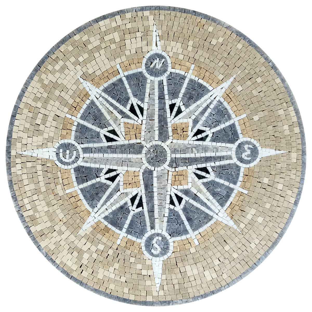 Nautical Inspiration: Handcrafted Compass & Pool Tile Medallion Marble Mosaic Art - Customization available