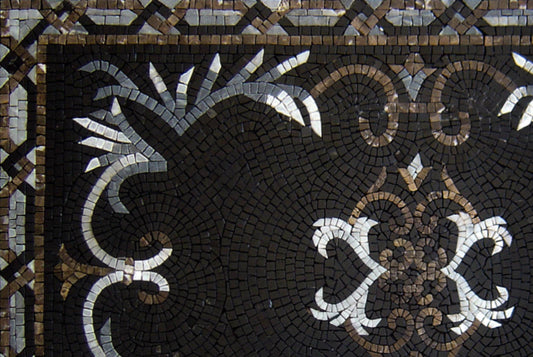 Handmade Marble Mosaic Rug: Black and White Home Decor (48” x 32")