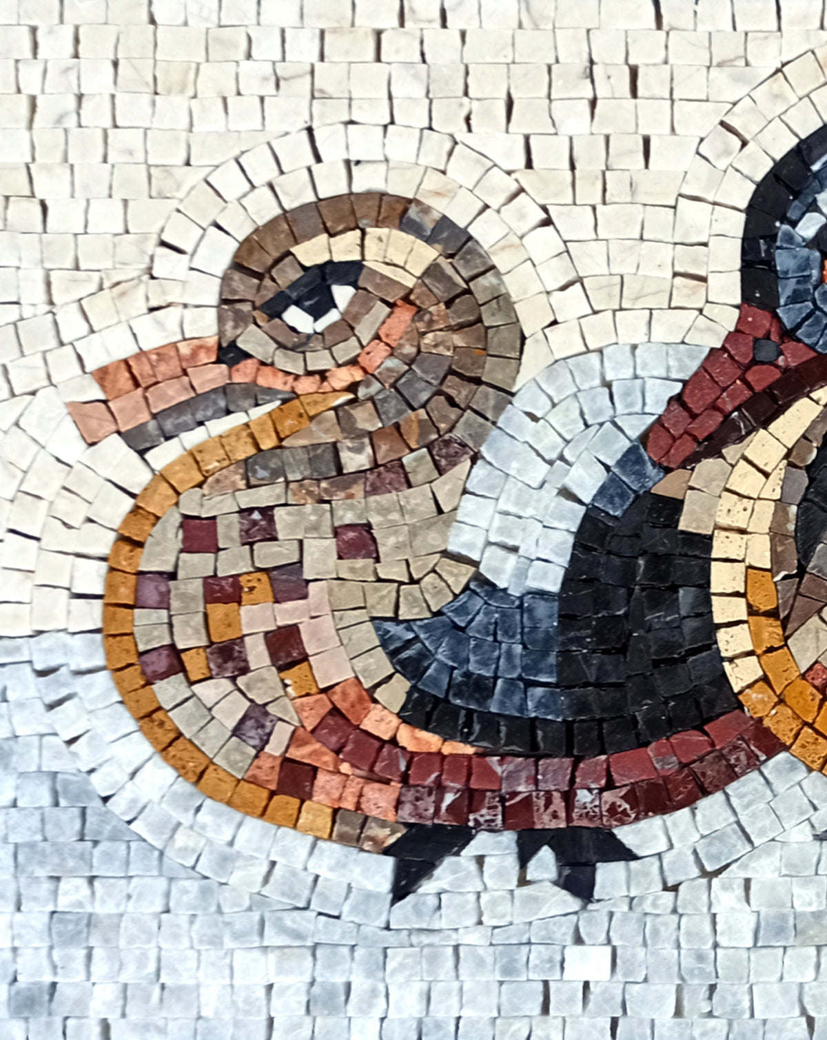 DUCK MOSAIC TILES | Animal Mosaic Tiles For House Warming | Mallard Duck Pair Swimming In Pond Art Tiles For Interior Hall And Room Walls