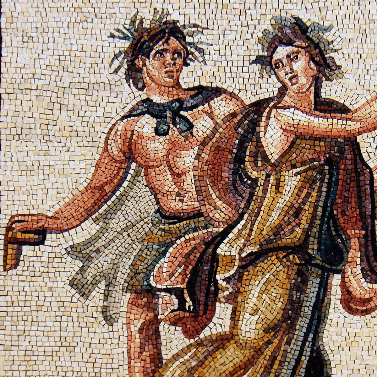 40"x40" Ancient Couple Mosaic Wall Art, Classical Romantic Scene, Timeless Home Decor, customization available