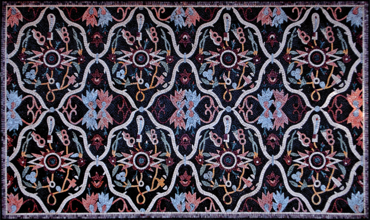 Handmade Marble Mosaic Carpet: Colorful Stone Rug, Home Decor