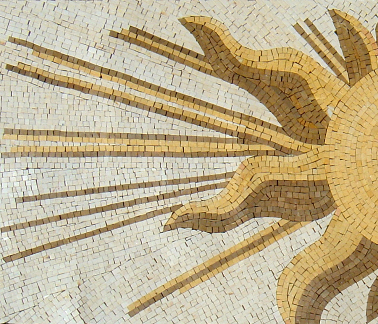Handmade Marble Mosaic Rug: Sun Art Tile, Natural Stone Decor (64” x 28”)