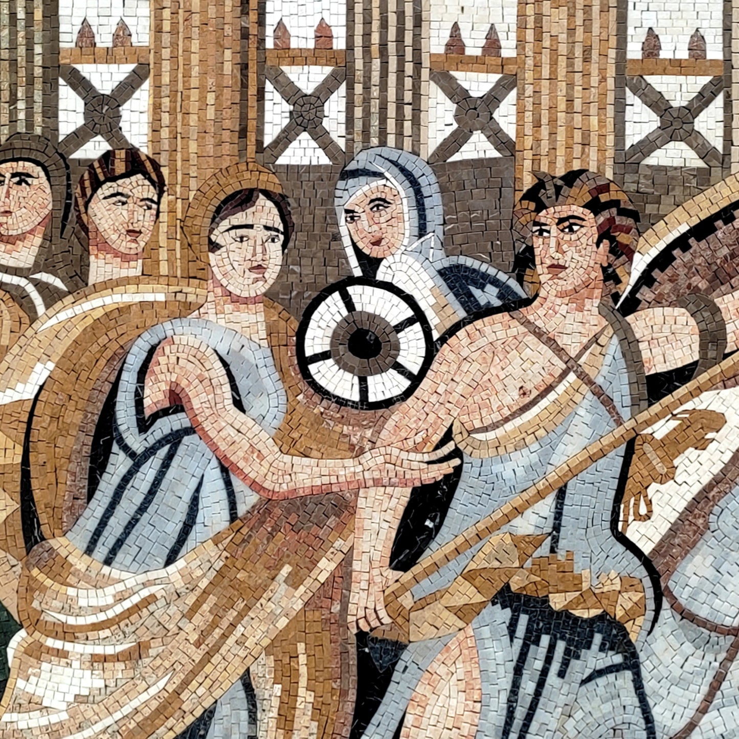 Handmade Roman Emperor Mosaic Tile Mural: Ancient Art Reproduction