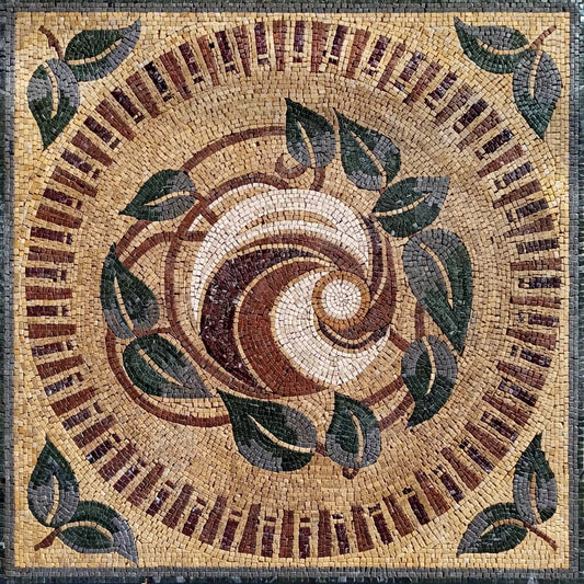 Handmade Leaf Mosaic Tile: 36” Square Marble Backsplash