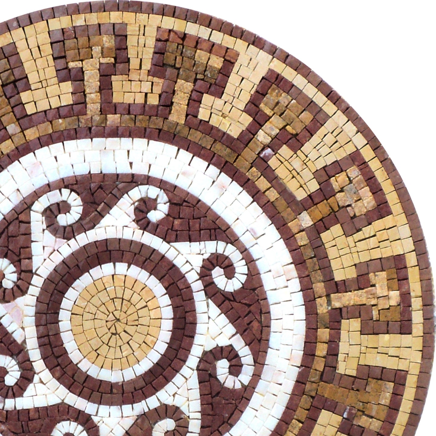 Handmade Marble Mosaic Medallion Tile: 20" Patterned Art Decor