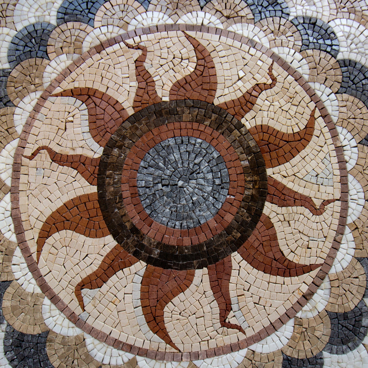 Harmony in Circles - Pattern Round Mosaic Medallion Art Tile - Customization available