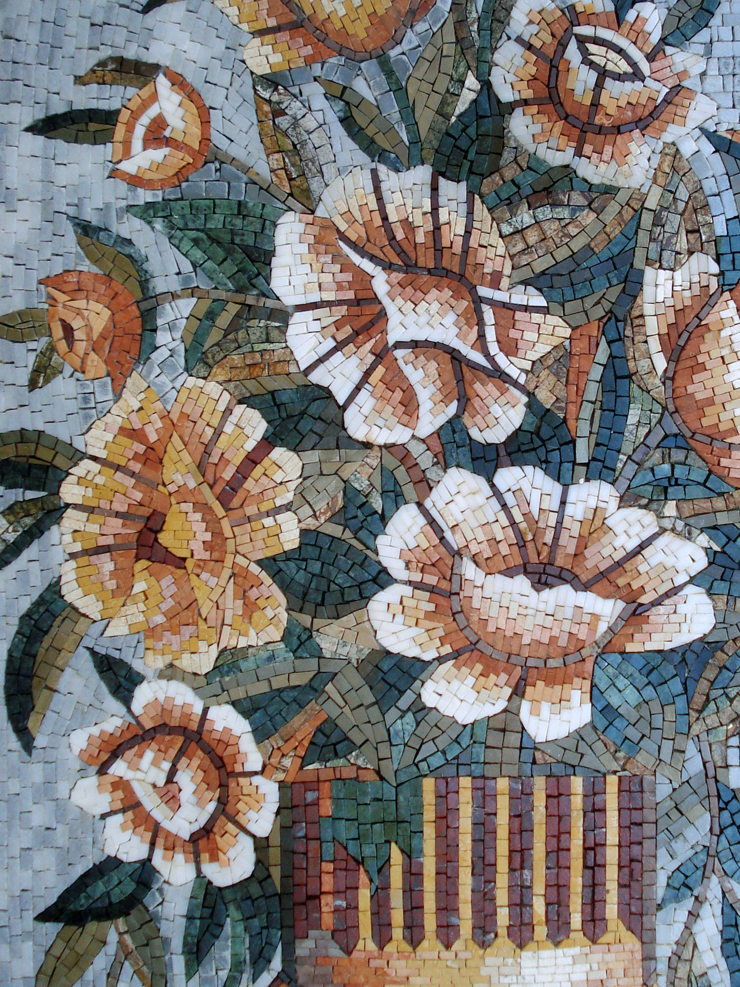 Handmade Rose Mosaic Wall Art: Natural Stone Floral Decor