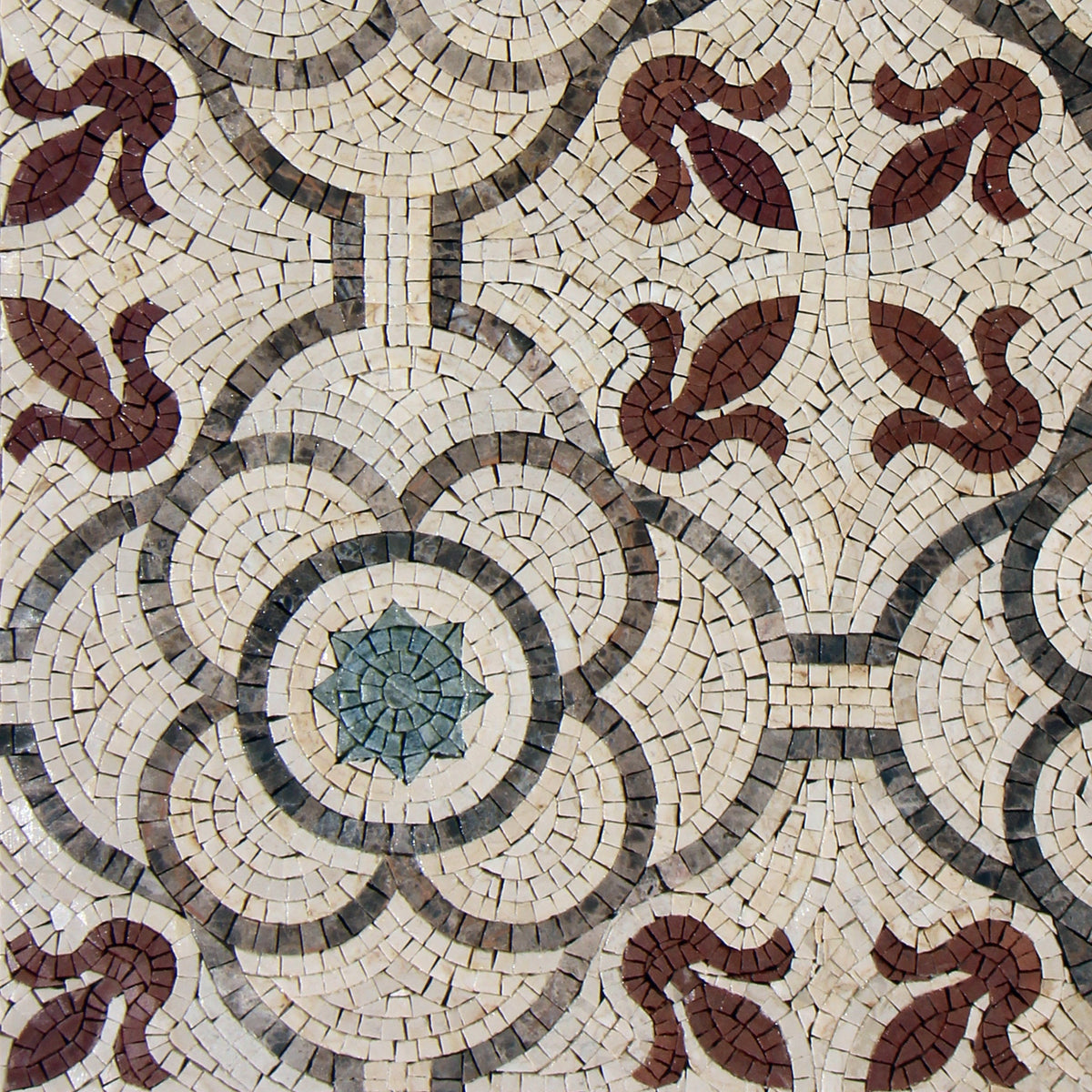 Burgundy and White Seamless Patterned Marble Mosaic Tile Art.